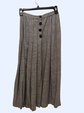 90s Pleated Houndstooth Midi-Skirt